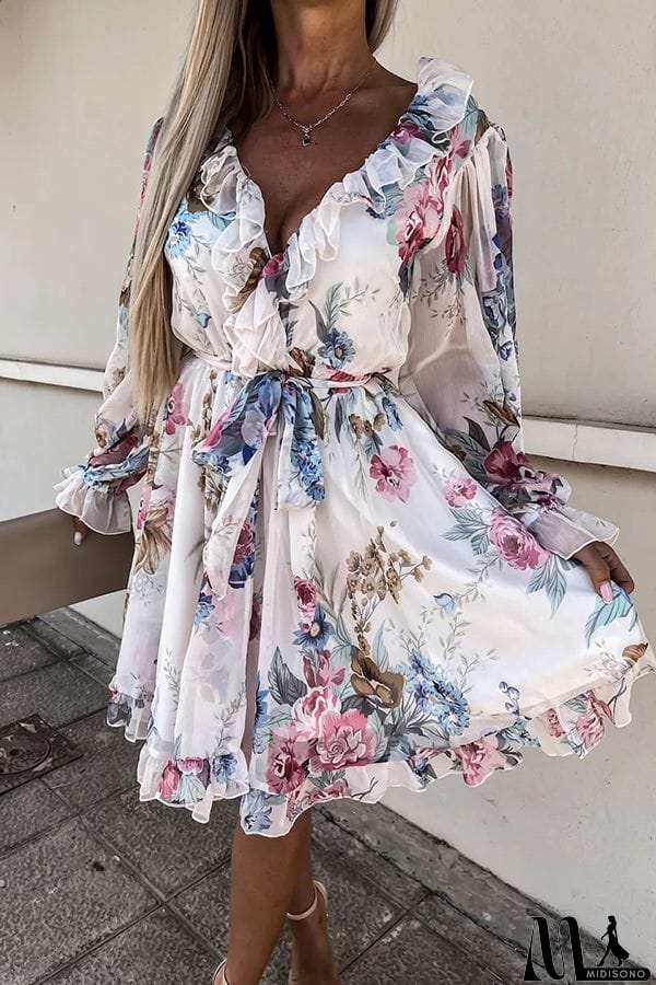 MidiSono - Create Your Dream Life Floral Ruffle Dress