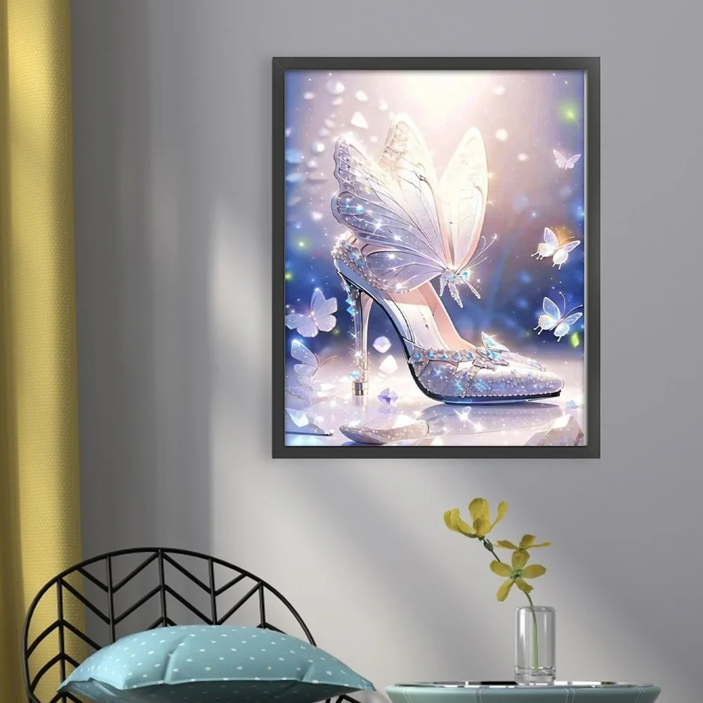 11CT Full Stamped Cross Stitch - Butterfly High Heels(Canvas|40*50CM)