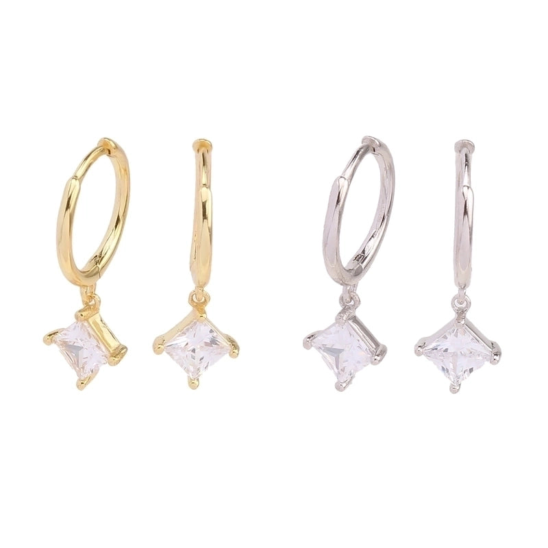 1 Pair 925 Sterling Silver Zircon Star Earrings