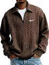 Men's Fashionable Cable Knit Textured Half-Zip Sweatshirt