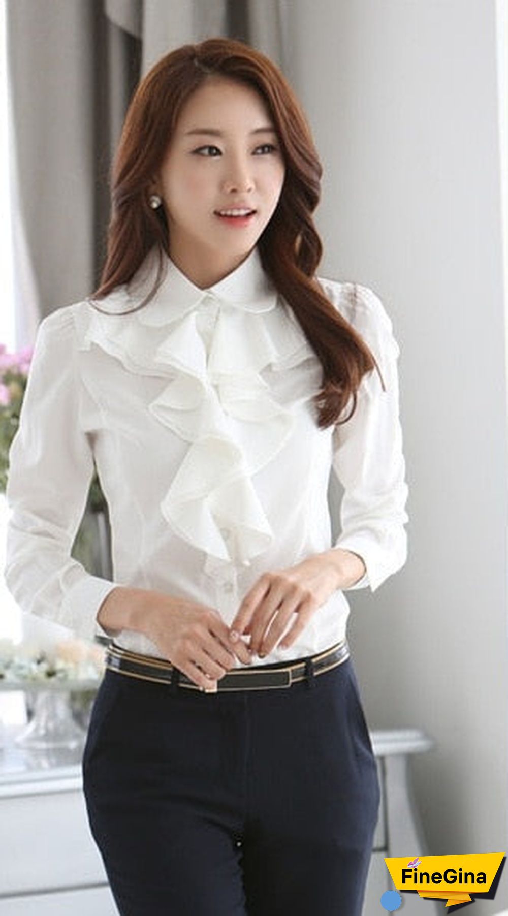 Spring New Arrival Chiffon Long Sleeve Female Blouse Shirt Fashion Ruffles Ladies White Black Office Blouses Women Clothes 8C81