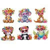 (US Local)6Pcs Acrylic Animals And Flowers Diamond Art Fridge Magnet for Car Mailbox Decor