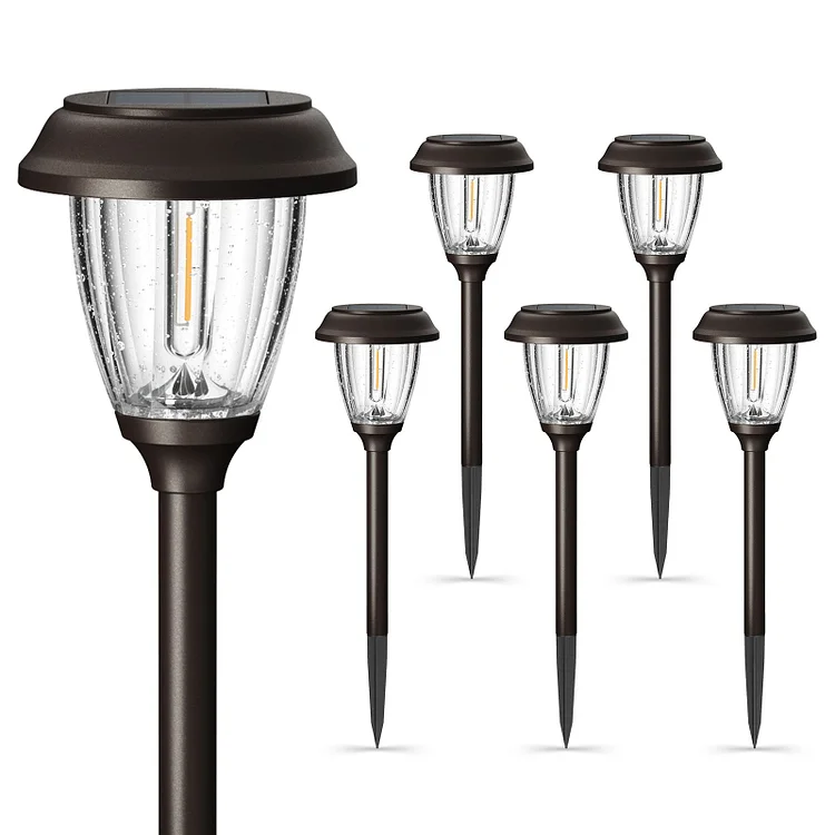XMCOSY+ High Lumens Reddish-Brown Solar Pathway Lights - 6 Pack