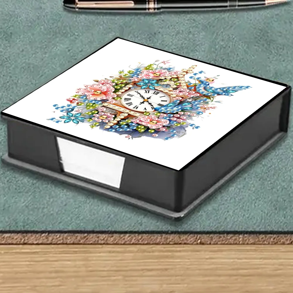 PU Flower Bird Diamond Painting Notecard Box with 160 Sheets of Paper