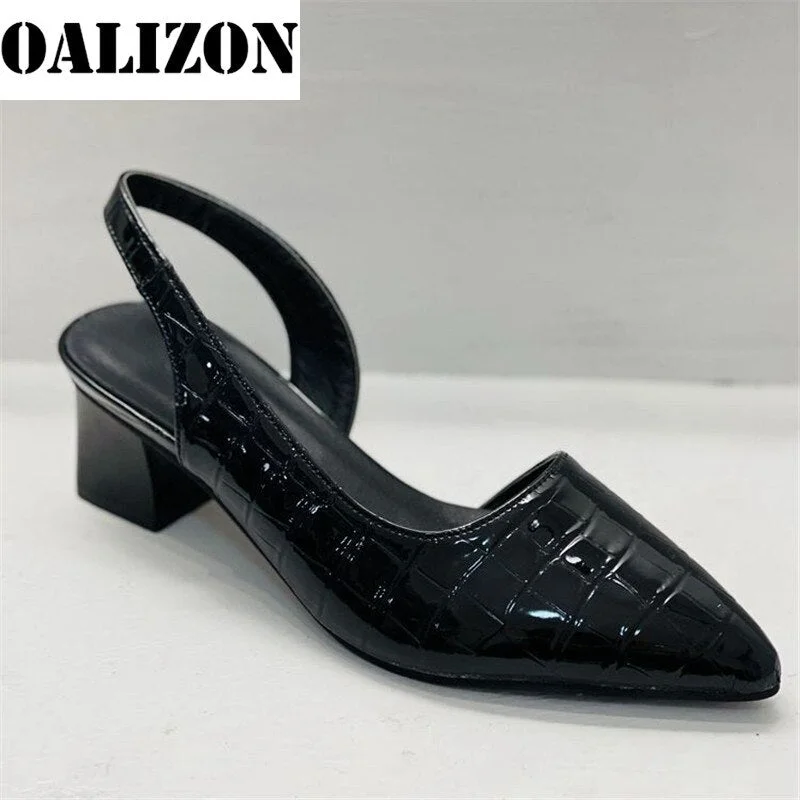 Vintage Style Summer Women Pointed Toes Pumps Mid Chunky Heels Slingback Sandals Shoes Woman Lady Female Sandals Slippers Shoes