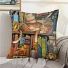 Sleeping Cat Shelf-Stamped Cross Stitch Pillow Cover Kit 11CT 3-Strand DIY Embroidery 45x45cm with Zipper tapestrymarket