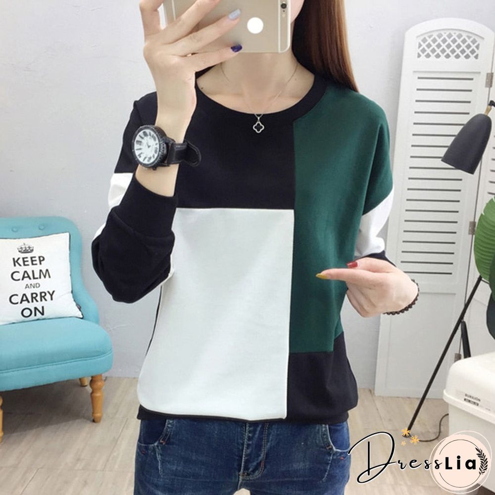 Christmas Gift tee shirt femme plus size women t-shirt autumn winter patchwork o-neck camisetas verano mujer long sleeve t shirt vintage