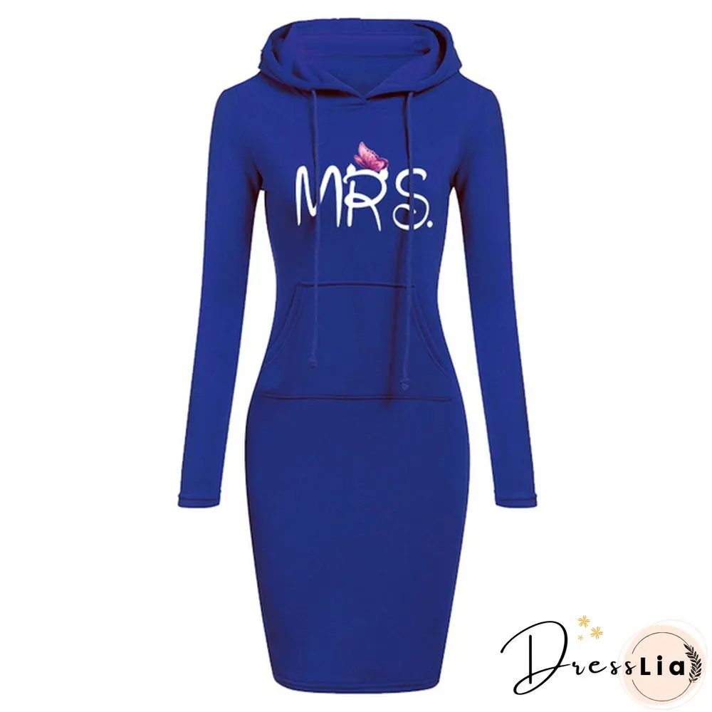 Women's Casual Dress Outdoor Sports Pullover Pocket Hooded Slim Dress