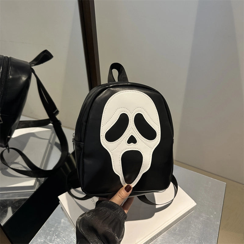 Fashion Personality Pu Soft Leather Fashionable Skull Halloween Backpack