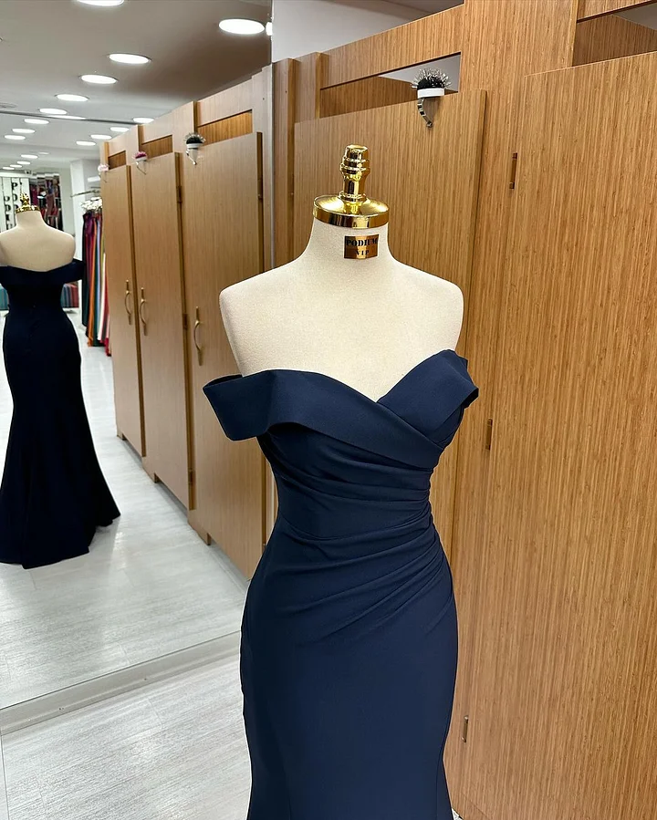 Long Mermaid Prom Dress Black Off-the-shoulder Sweetheart Sleeveless YL0305