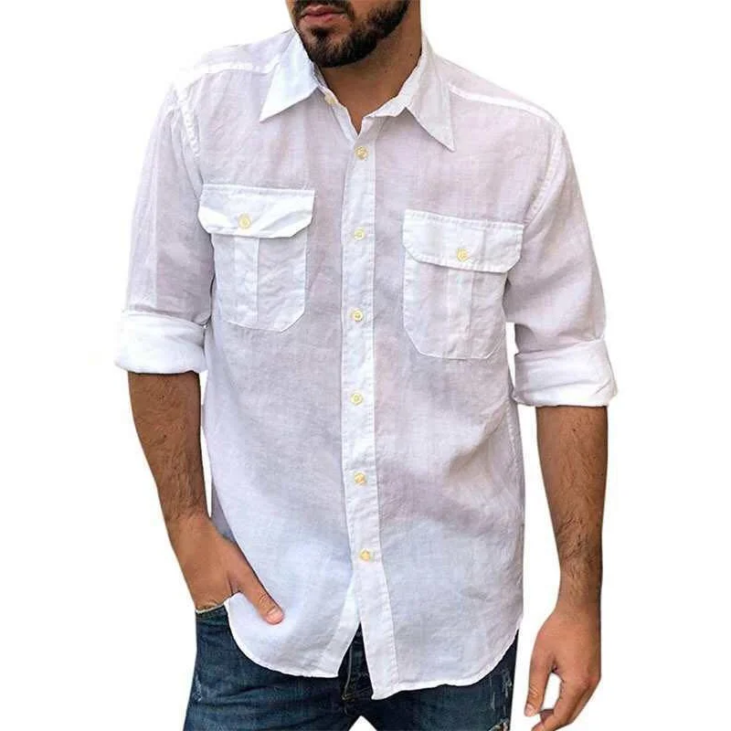Vintage Cotton And Linen Casual Long-Sleeved Shirt