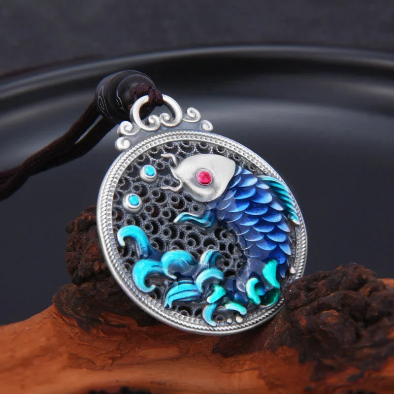 Luck Koi Fish 999 Sterling Silver Success Prosperity Necklace Pendant
