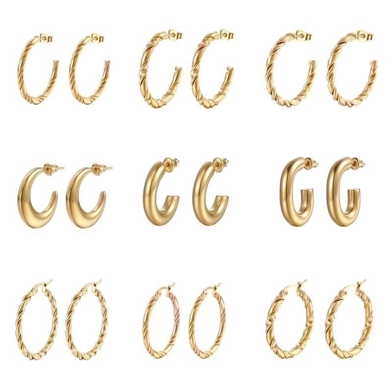 1 Pair Fashion Solid Color Plating 201 Stainless Steel 18K Gold Plated Earrings
