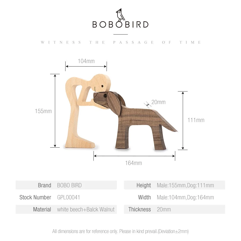 Puppy Family Wood Dog Carving Ornaments Decoration Home Decor Figurine Desktop Table Ornament Sculptures For Dog Pet Lover Gifts 515-1