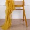 1 Set Mustard Yellow Chiffon Hoods With Ruffles Willow Chair Sashes