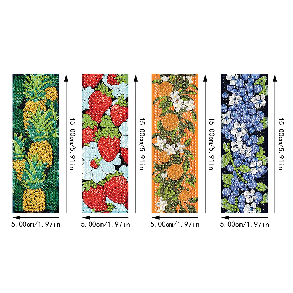 4Pcs Special Shaped Fruit 5D DIY Diamond Painting Book Mark Kit for Beginners