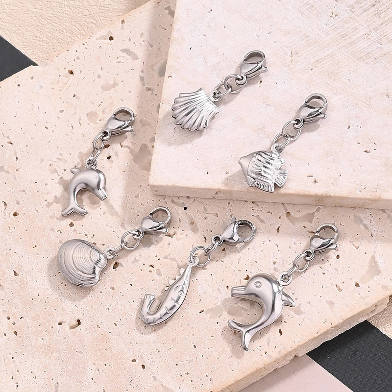 1 Pc/Package 13.5x11mm 13x12mm 14x13mm 304 Stainless Steel Dolphin Shell Fish Polished Pendant Jewelry Accessories