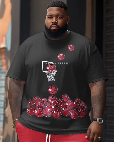 Street Casual Basketball Print Large Men's Suit
