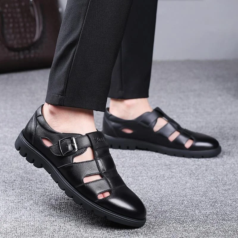 Men's Genuine Leather Sandals Plus Size Oxford Sandal Shoes