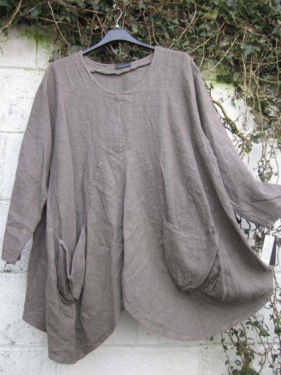 Womens Solid Color Linen Cusual Asymmetrical Tee With Pockets