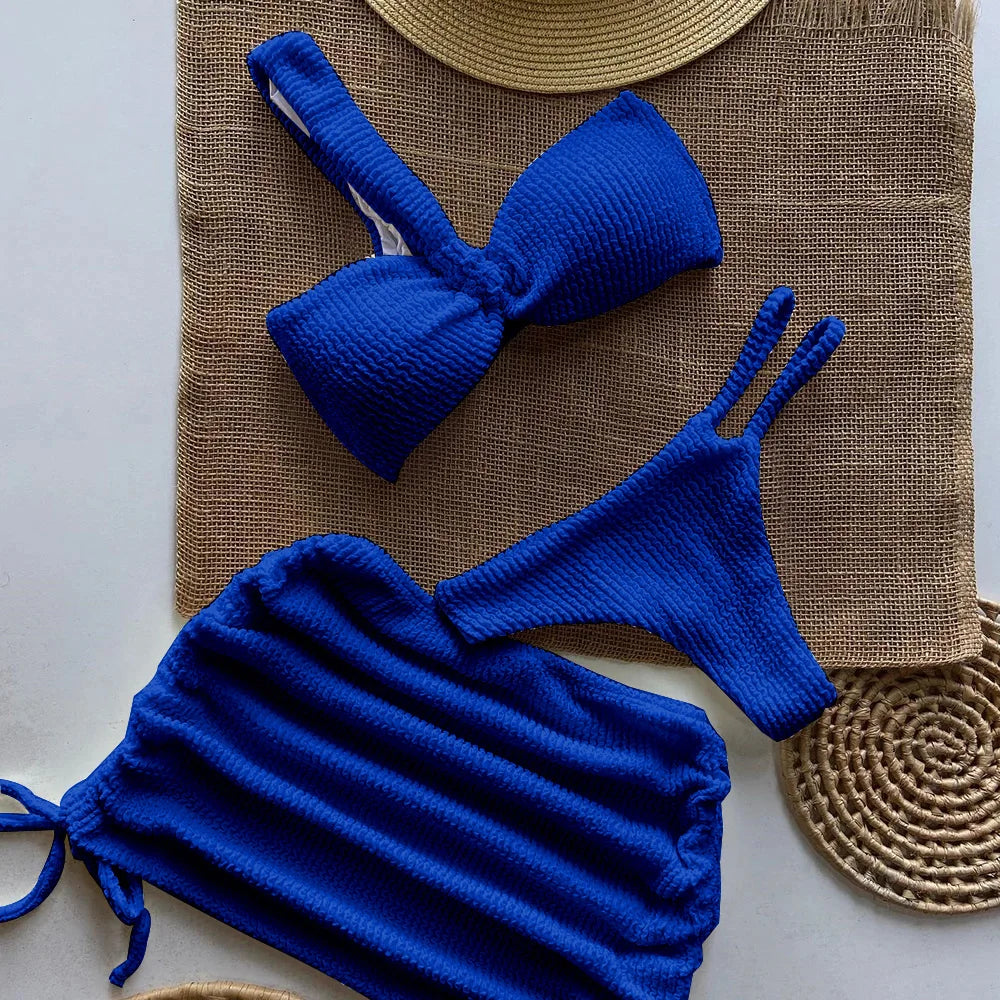 Sexy 3pieces Micro Bikini 2024 Women Swimsuit Female Swimwear Thong Bikinis Set Brazilian Beach Wear Bathing Suit Biquini LANFUBEISI