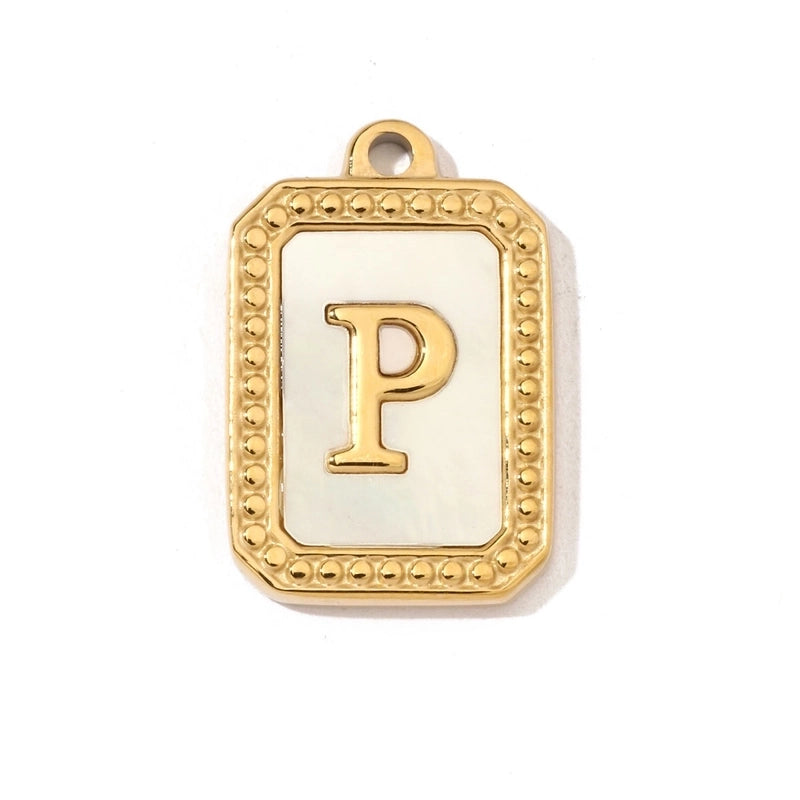 A Pack Of 3 201 Stainless Steel Shell 18K Gold Plated Letter Polished Pendant