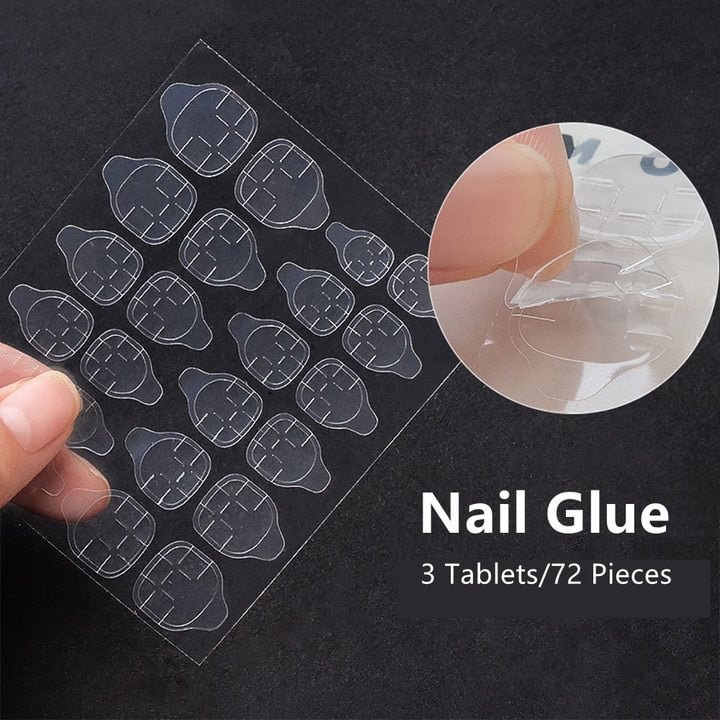 24pcs Blue Starry Sky Romantic Graffiti Nail Art With Artificial Diamond Fake Nails With Glue Fake Nails Long With Wearing Tools