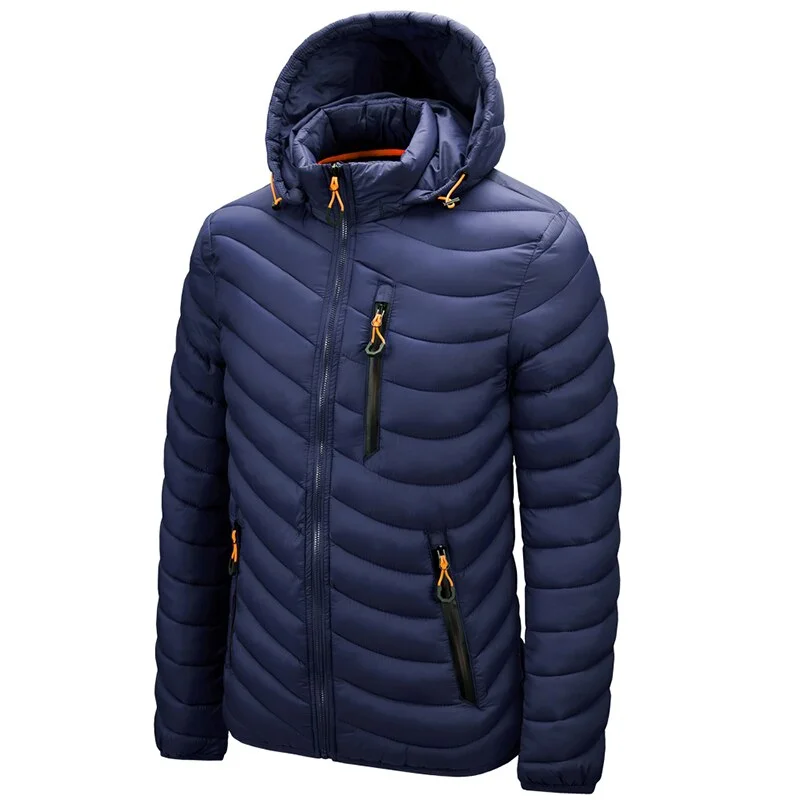 Men Detachable Hood Down Jacket Coat Winter Outdoor Warm and Windproof Cotton Mountaineering Fishing Jacket Snow Day