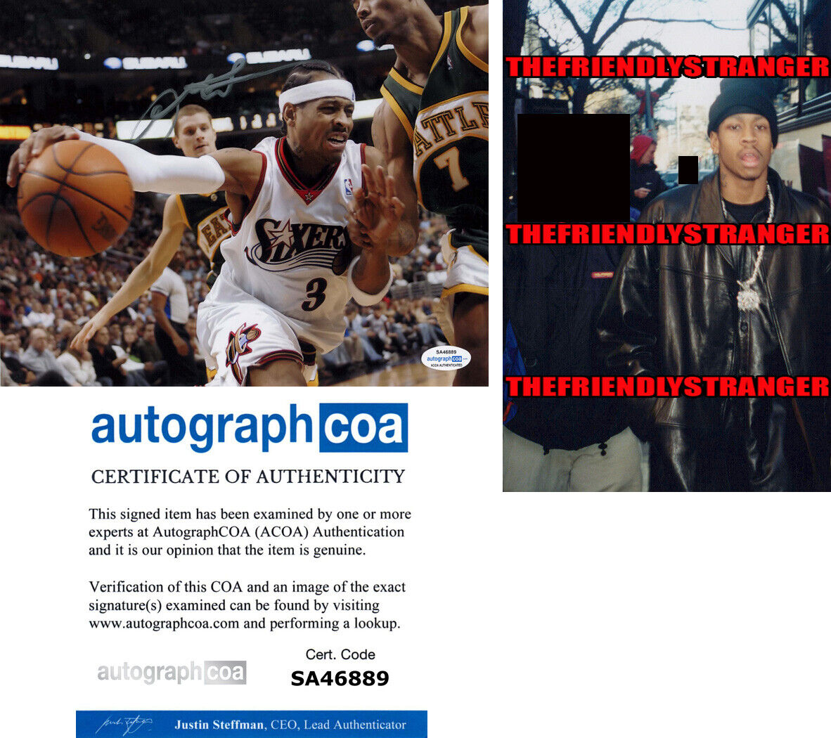 ALLEN IVERSON signed Autographed PHILADELPHIA 76ers