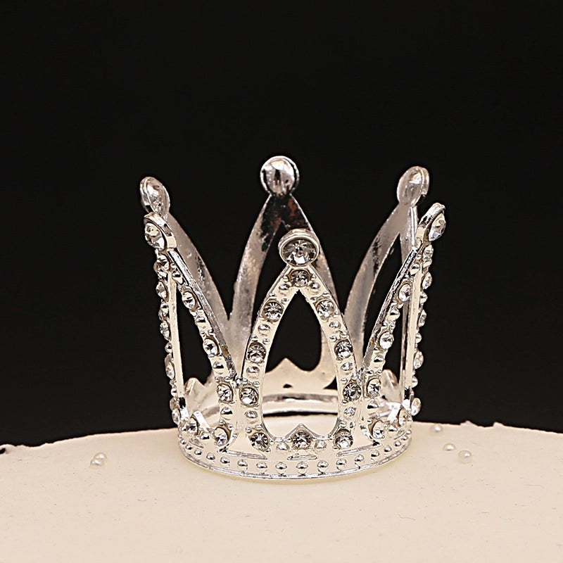 Children Round Cake Crown Gift Baking Decoration Accessories Birthday Alloy Water Drill Accessories Ornaments