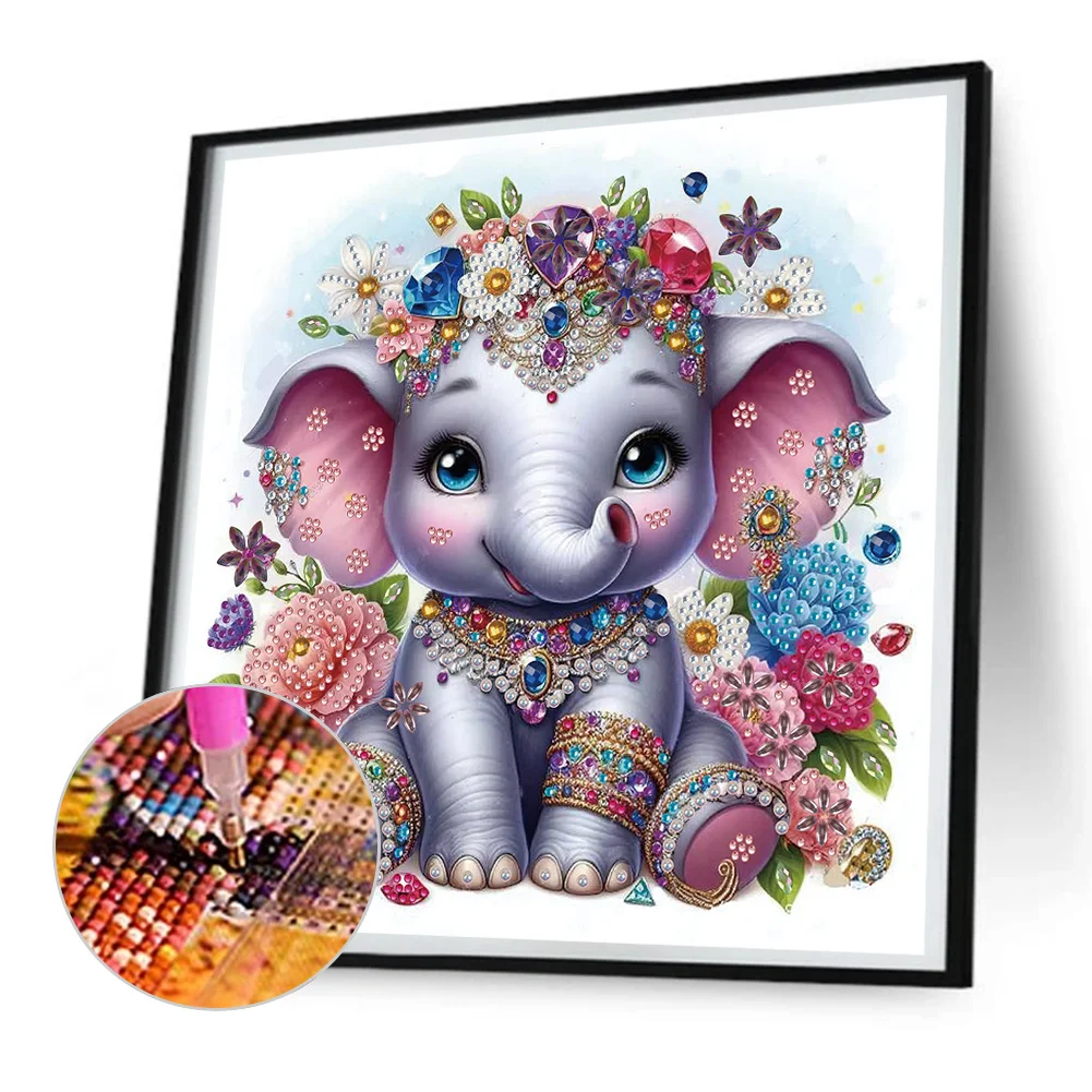Diamond Painting - Partial Special Shaped Drill - Jewelry Elephant(Canvas|30*30cm)