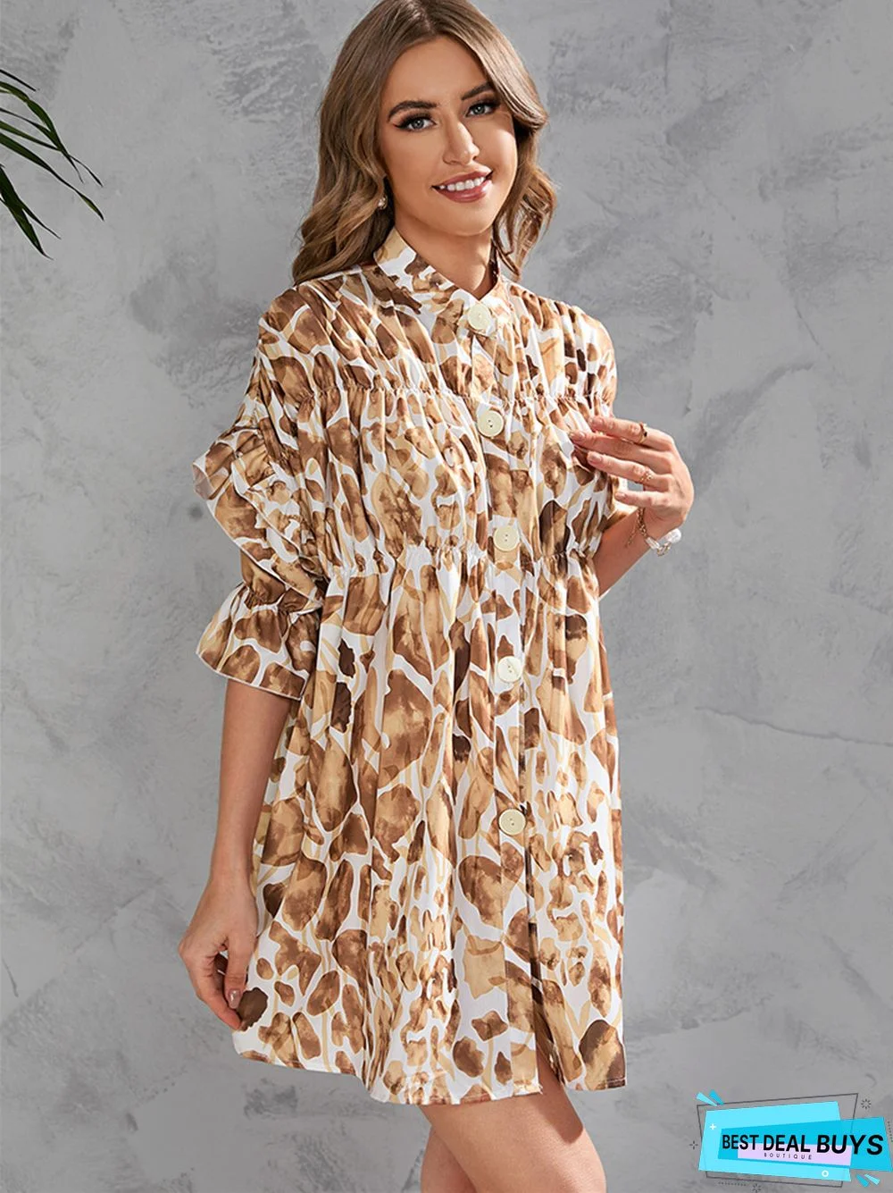 Short 5 / 4 Sleeve Print Dresses