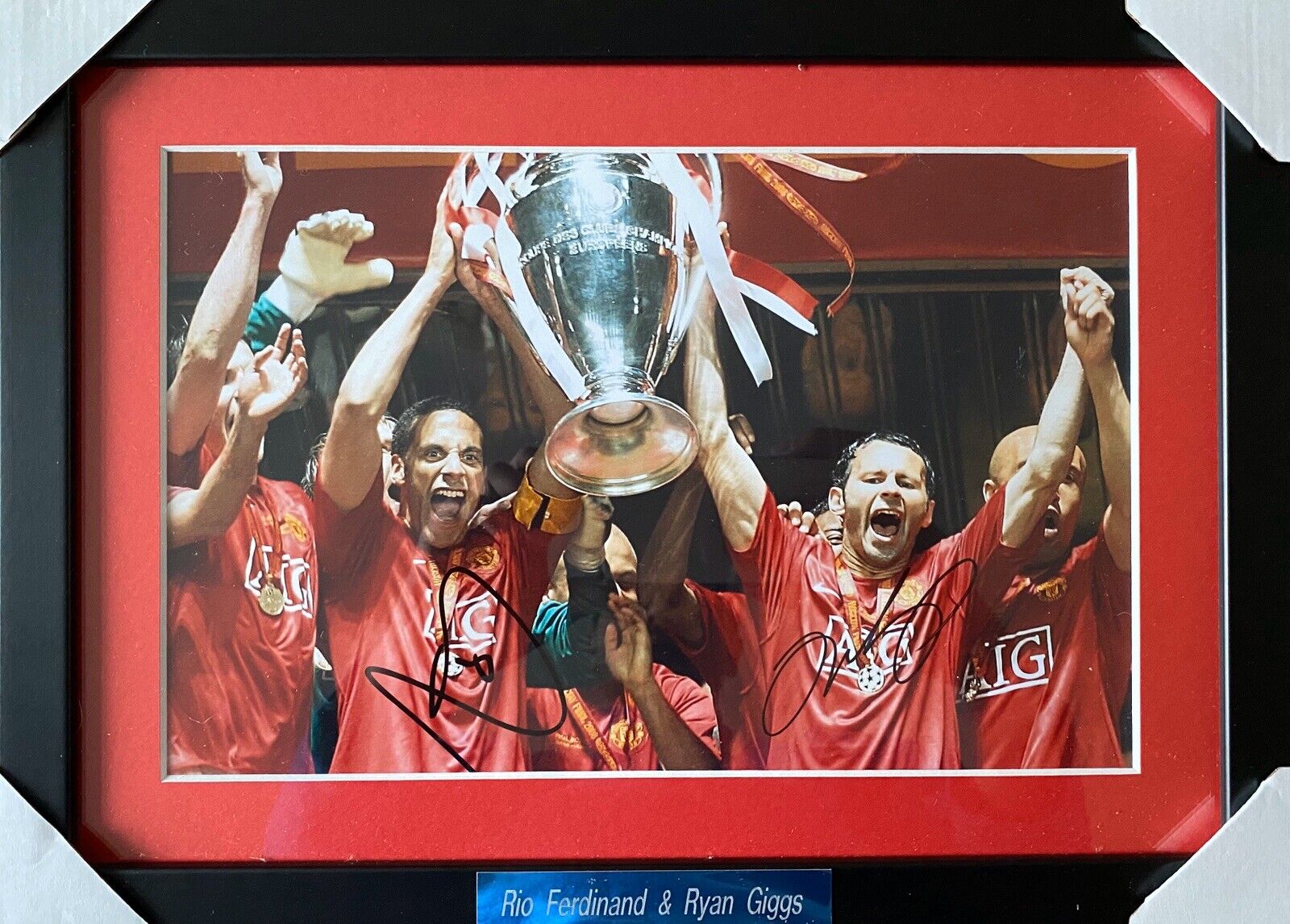 Ryan Giggs & Rio Ferdinand Genuine Hand Signed 12x8 Man United Photo Poster painting In Frame