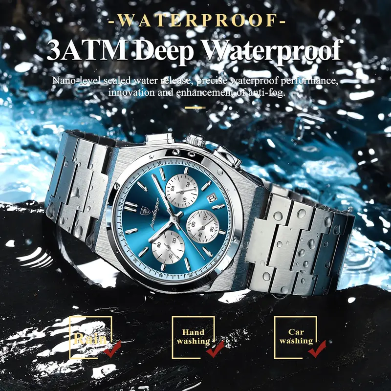 POEDAGAR Business Luxury Men's Watches Waterproof Luminous Stainless Steel Original Swiss Quartz Watch relo for men 4