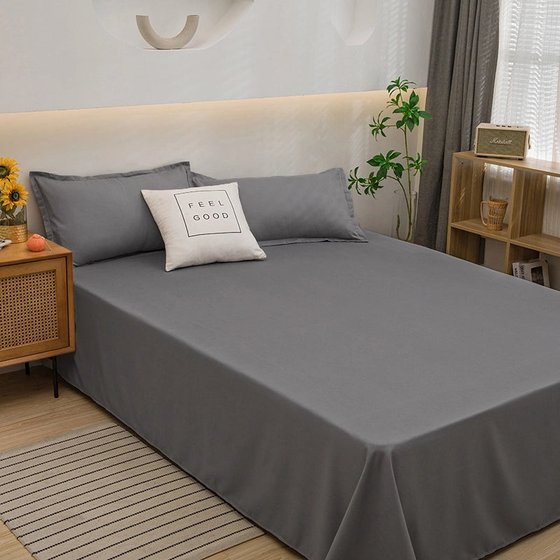 Simple Single Product Solid Color Washed Cotton Bed Sheet Three-piece Student Dormitory Pillow Source Factory