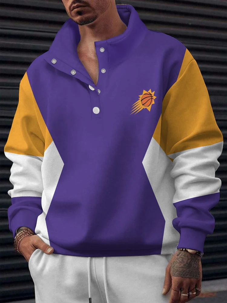 Phoenix Suns 2025 New Design Casual Snap Mockneck Pullover