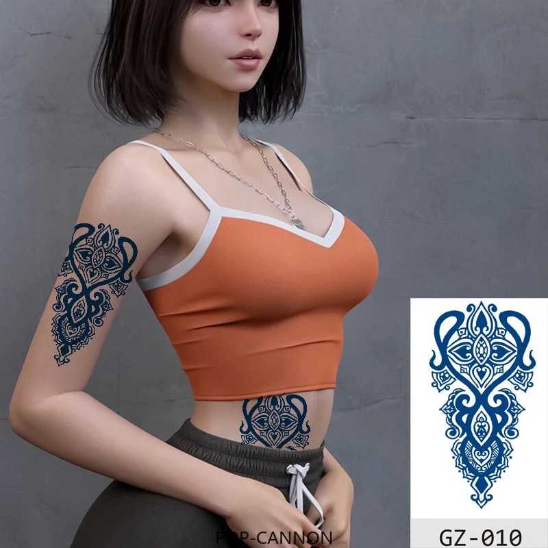 Temporary Waterproof Tattoos Stickers Creative Necklace Flowers Juice Ink Lasting Sexy Girls Arm Neck Waist Buttocks Fake Tatoo