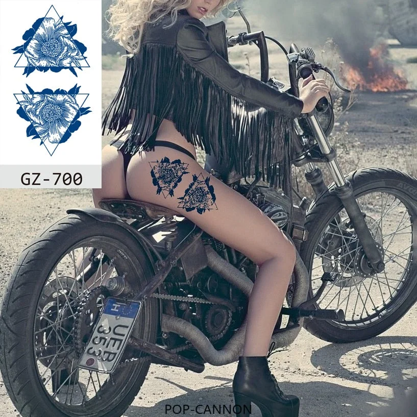 Temporary Tattoo Stickers Love Creative Geometry Totem Juice Ink Lasting Waterproof Sexy Girl Arm Face Neck Realistic Fake Tatoo