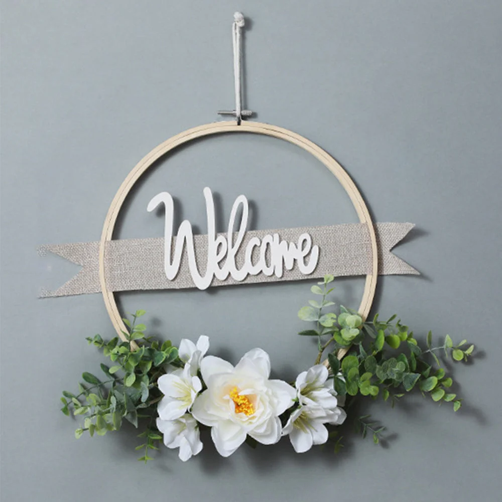 Simulation Eucalyptus Leaf Bamboo Circle Festive Decoration Garland