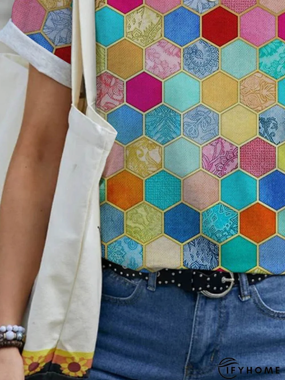 Boho Crew Neck Paisley Cotton-Blend T-shirt | IFYHOME