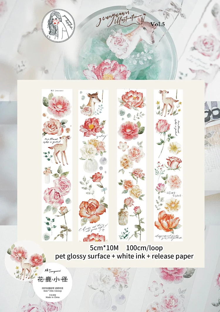 Journalsay Vol.5 Glossy Washi PET Character Flower Tape