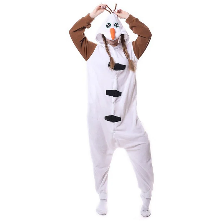 Frozen Olaf White Sleepwear Jumpsuit Outfits Cosplay Costume Halloween Carnival Suit