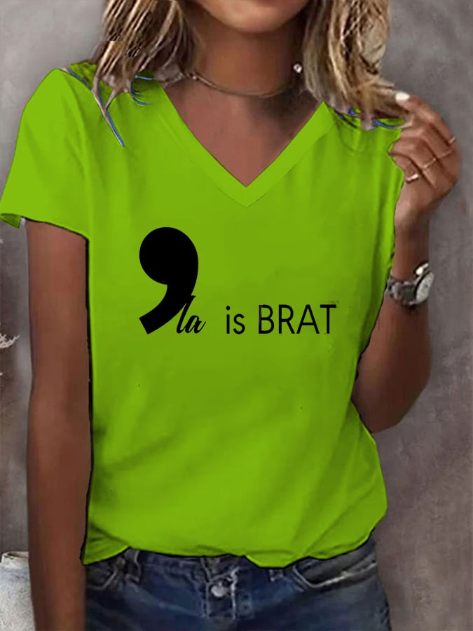 Women's Brat Print V-Neck T-Shirt