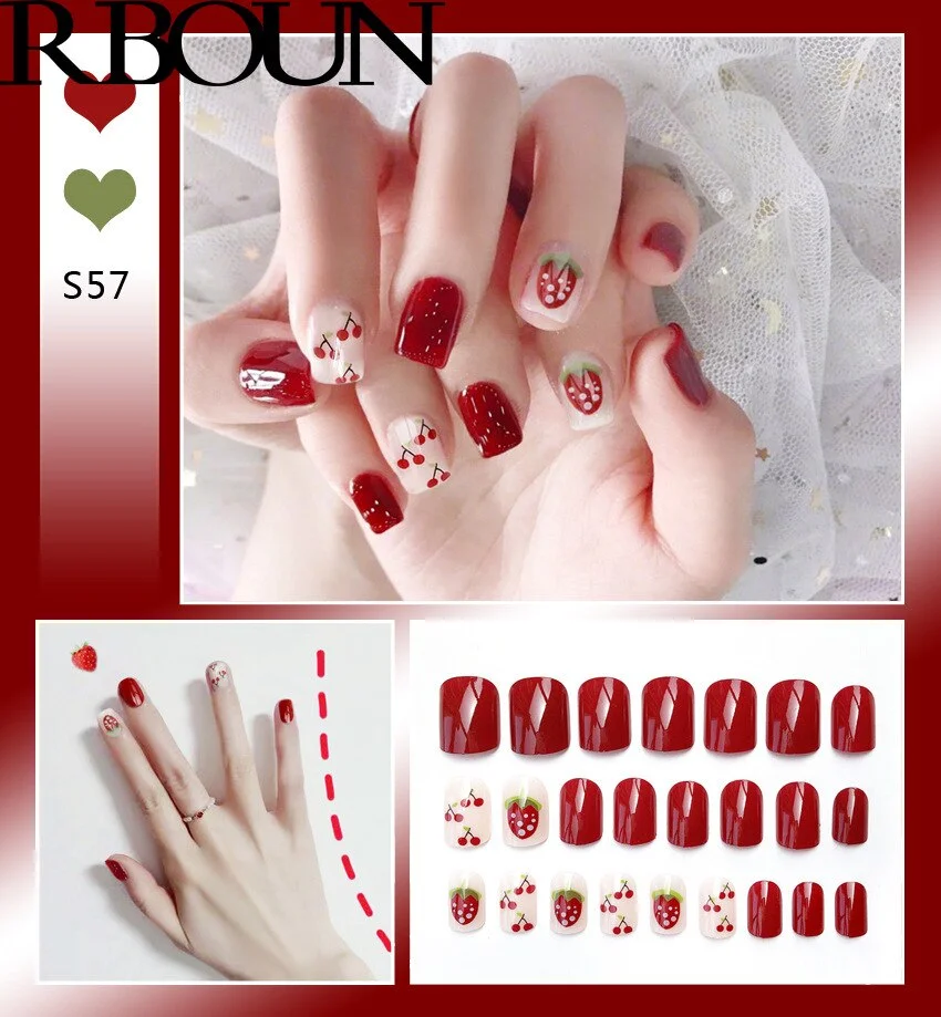 Nail Art Fake Nails Short Tips Press on With Glue Coffin Stick Clear False Display Designs Set Full Cover Artificial Square Kiss-Nail Inspo