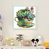 Teacup Succulent-Partial 11CT Stamped Cross Stitch Bead Embroidery 36*36cm/14.17*14.17in tapestrymarket