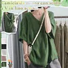 Gioiacombo&trade; Top casual a mezze maniche in cotone e lino da donna