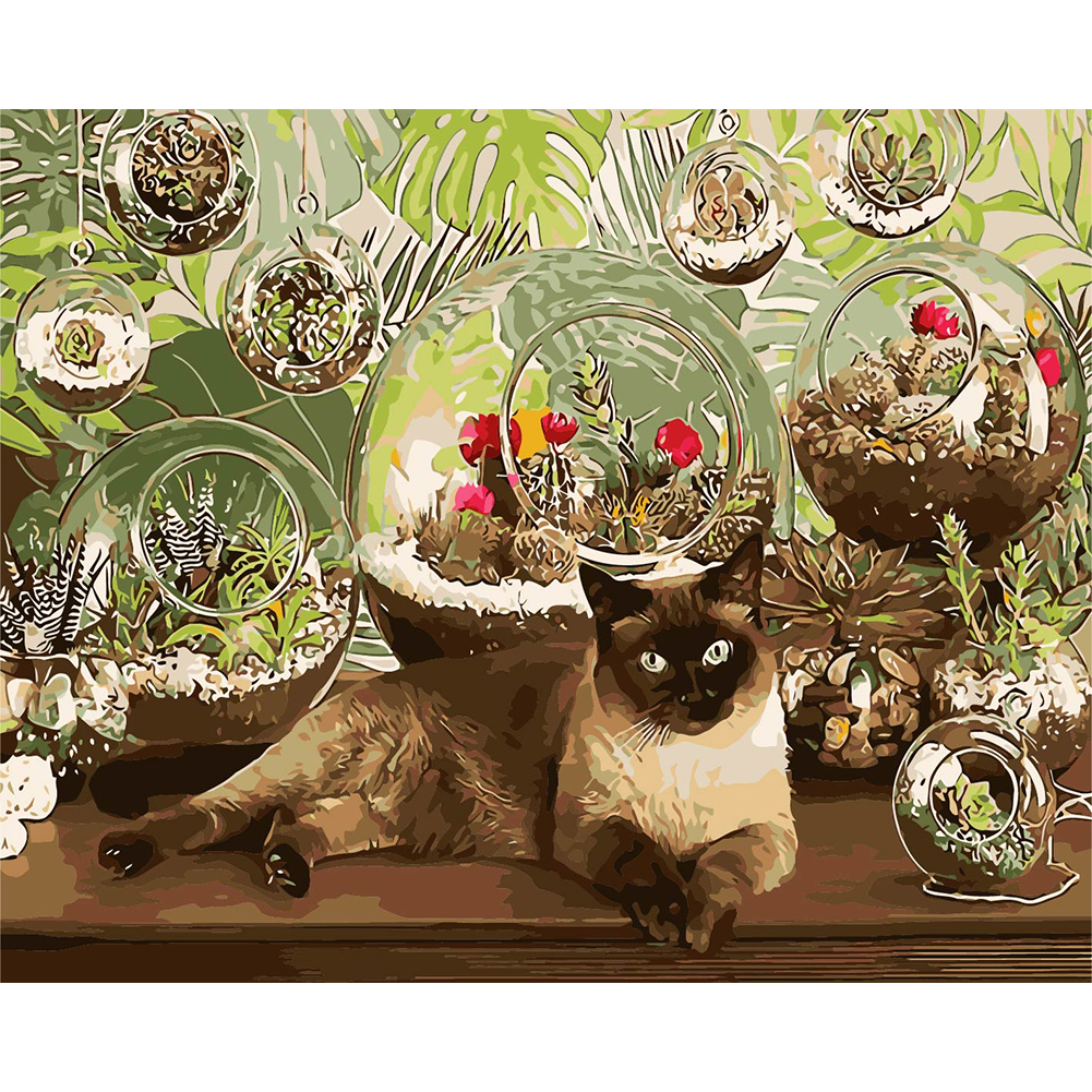 

Glass Ball Cat DIY Oil Painting By Numbers Kit Canvas Paint Wall Art Craft, 501 Original