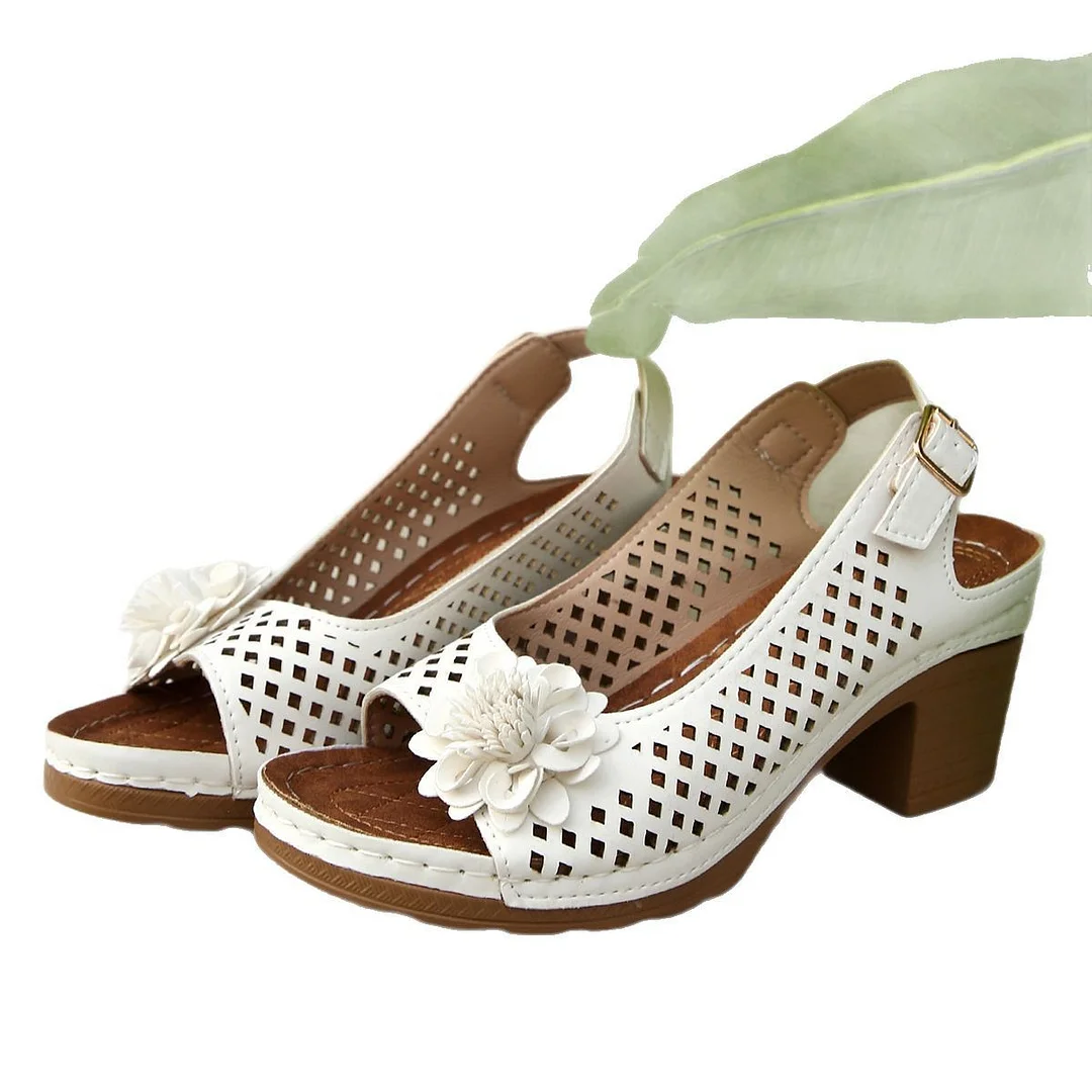 Yyvonne Flowers High-Heeled Cool Slippers Women 2025 Summer New Fashion Coarse And Buckle With Cold Slippers Women