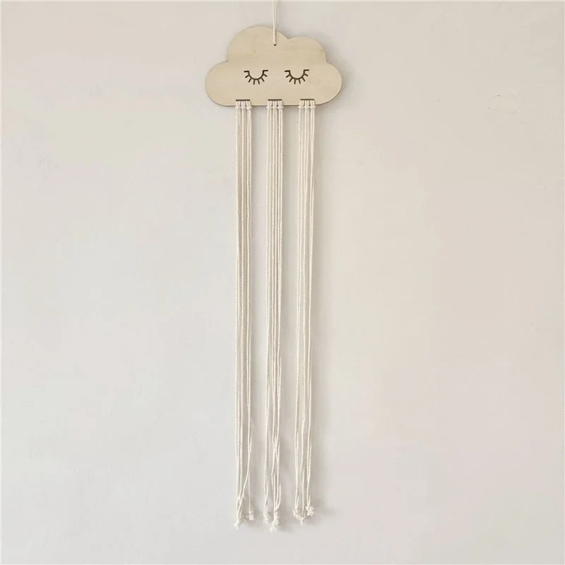 INS Nordic Wooden Cloud Baby Hair Clips Holder Princess Girls Hairpin Hairband Storage Pendant Jewelry Organizer Wall Ornaments