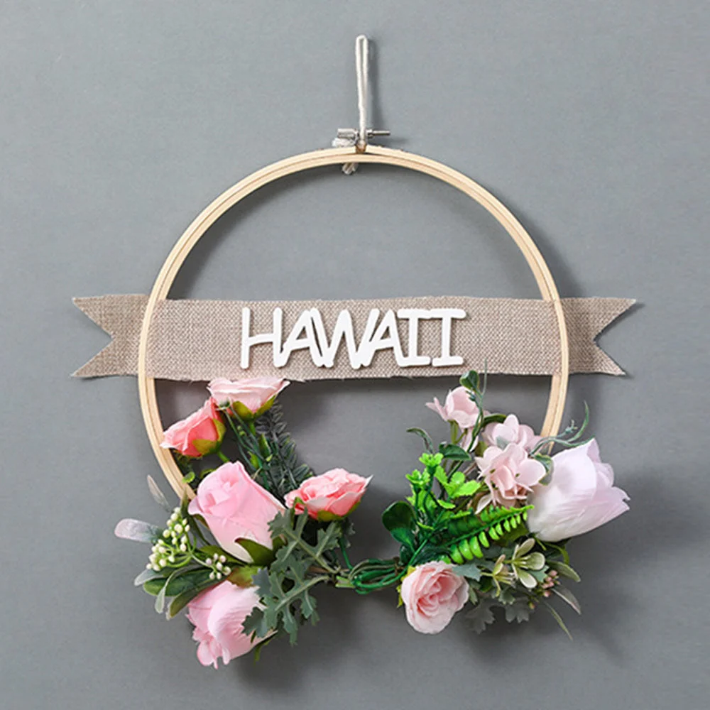 Simulation Eucalyptus Leaf Bamboo Circle Festive Decoration Garland